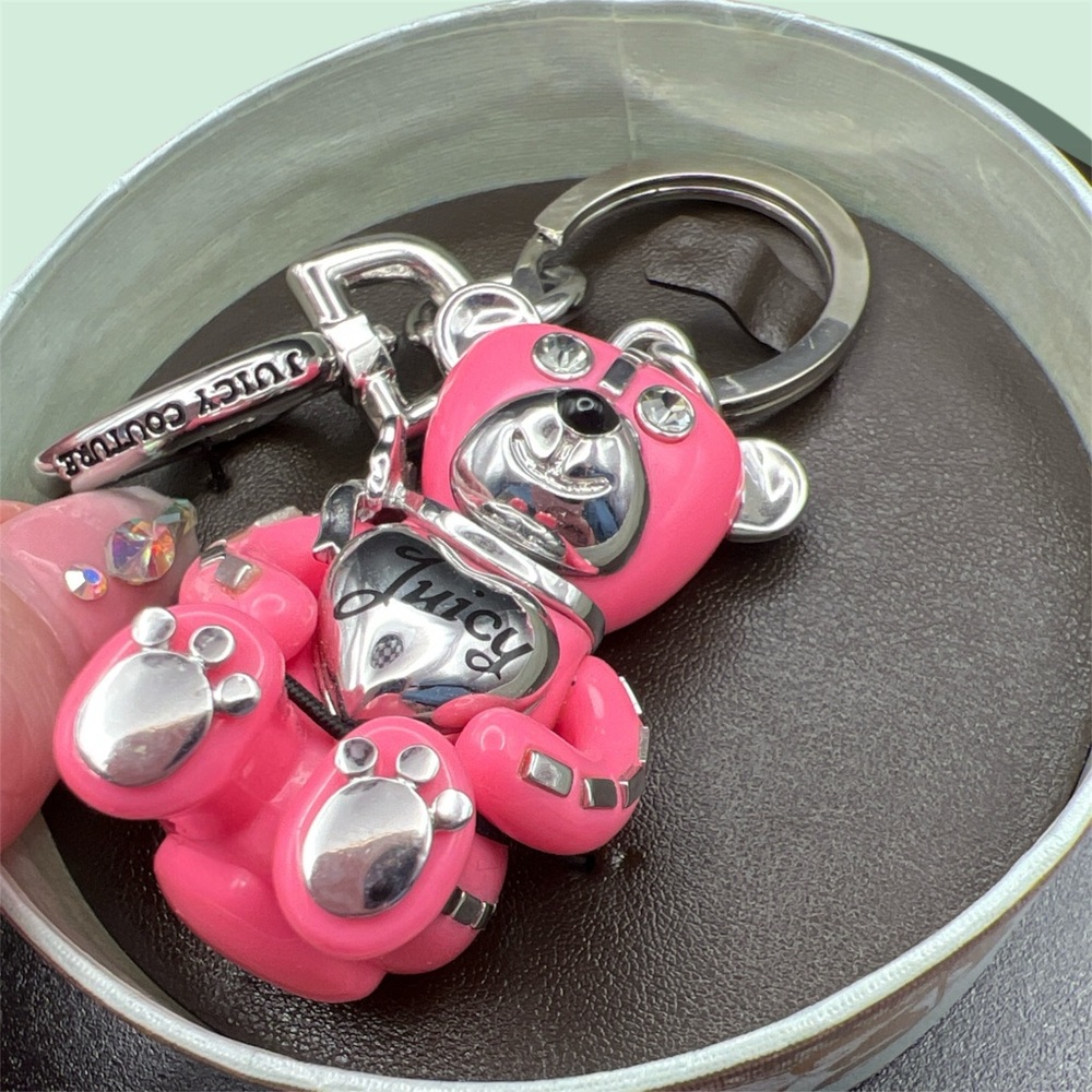 VINTAGE🌸Juicy Couture Pink and Silver Teddy Bear Bag Charm🧸🎀RARE✨HTF✨